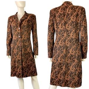 Vintage Y2K Jenny Max Brown embroidered Floral lightweight trench coat jacket